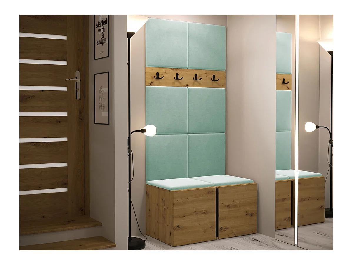 Meuble d'entrée Hartford 267, 186x84x44cm, Chêne Artisan, Stratifié|Tapisserie