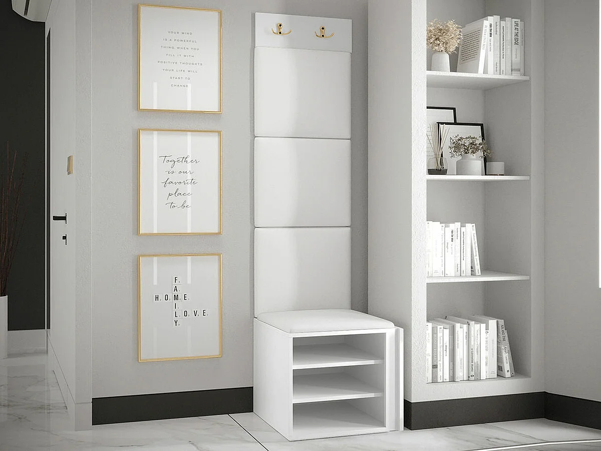 Conjunto pasillo Hartford 378, 186x42x46cm, Blanco|Rosa, MDF|Aglomerado laminado|Tapiz