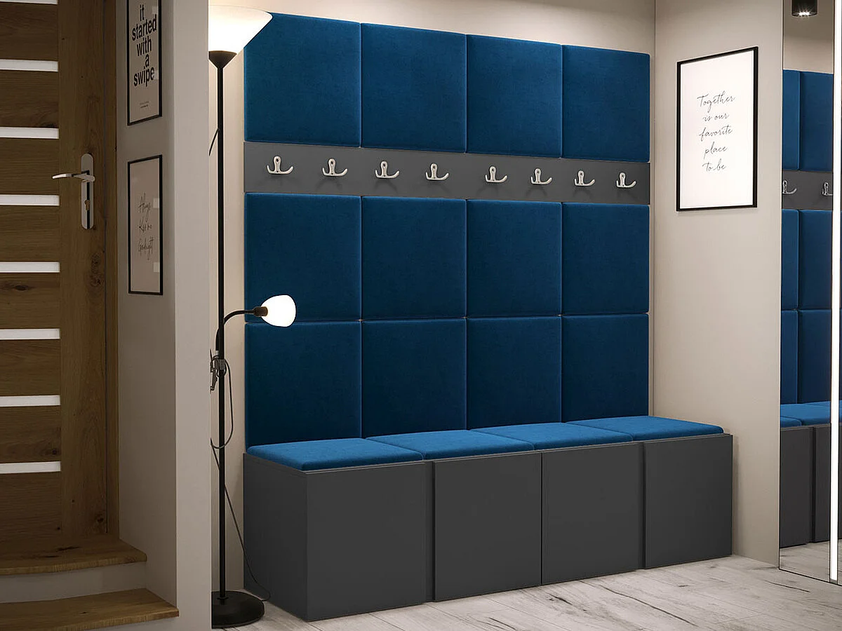 Conjunto pasillo Hartford 268, 186x168x46cm, Grafito, Aglomerado laminado|Tapiz