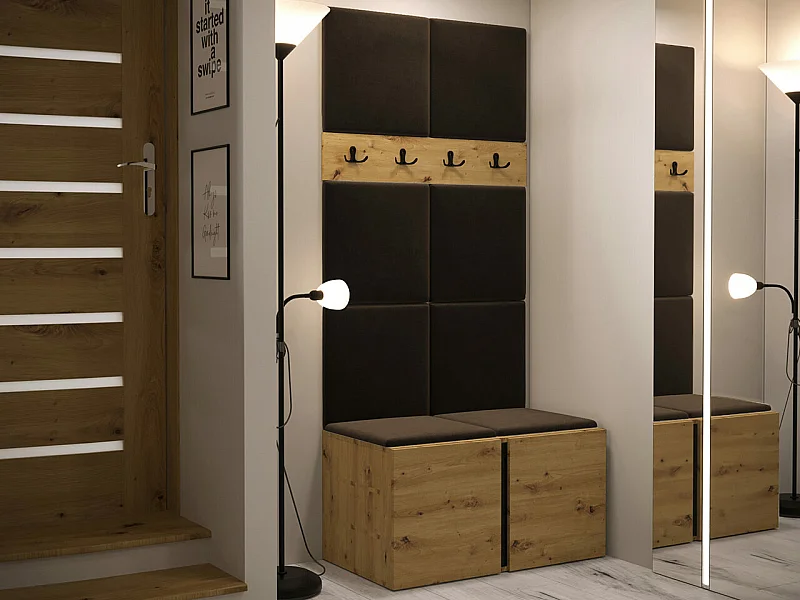 Meuble d'entrée Hartford 267, 186x84x44cm, Chêne Artisan|Marron, Tapisserie|Stratifié