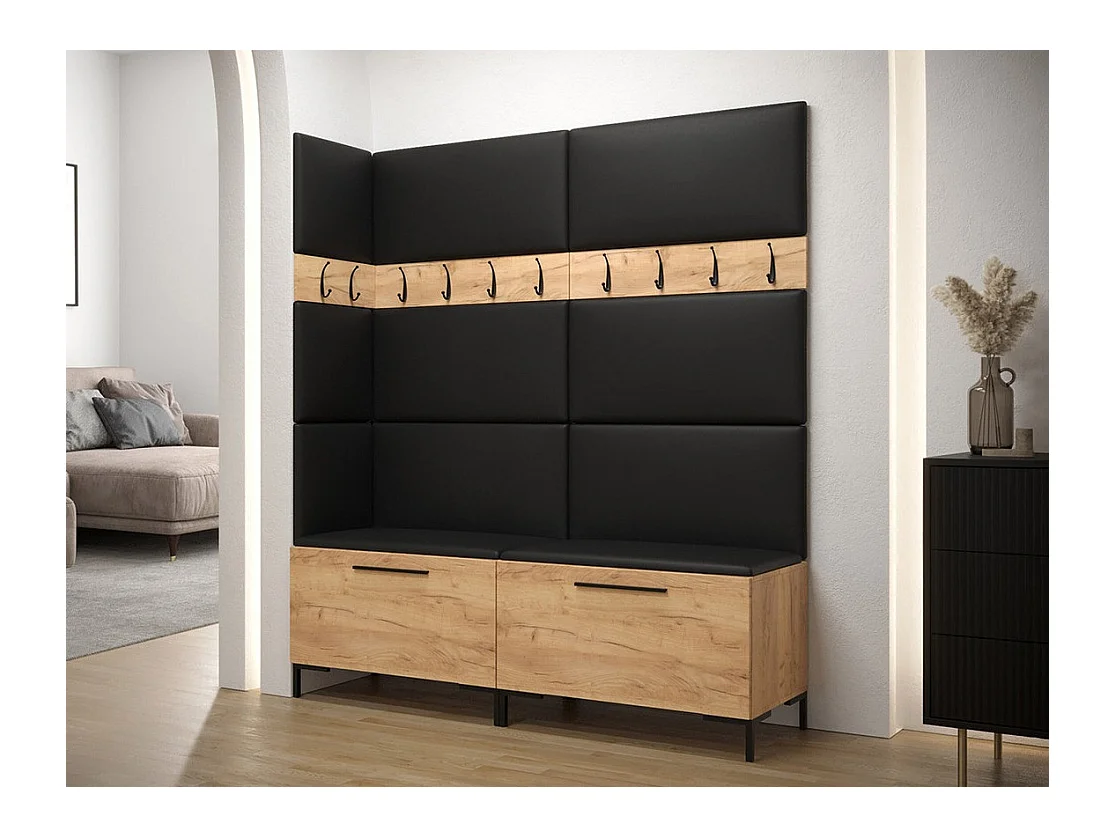 Meuble d'entrée Tivsoa 104, 196x168x46cm, Craft chêne, Faux cuir|Stratifié