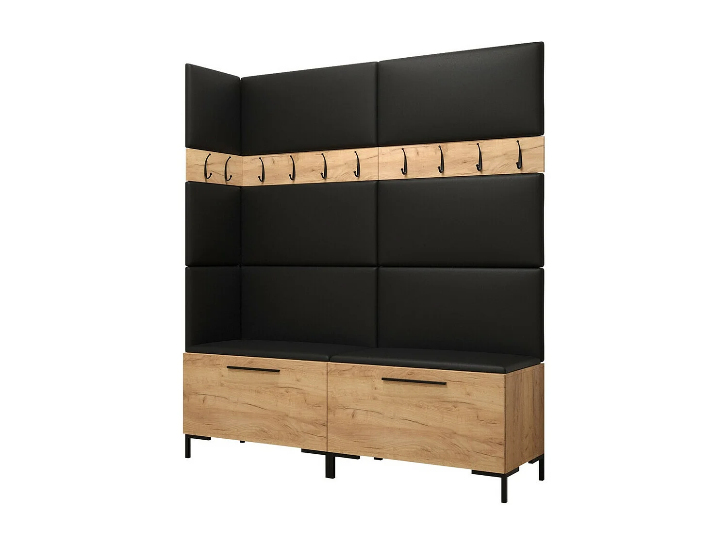 Meuble d'entrée Tivsoa 104, 196x168x46cm, Craft chêne, Stratifié|Faux cuir