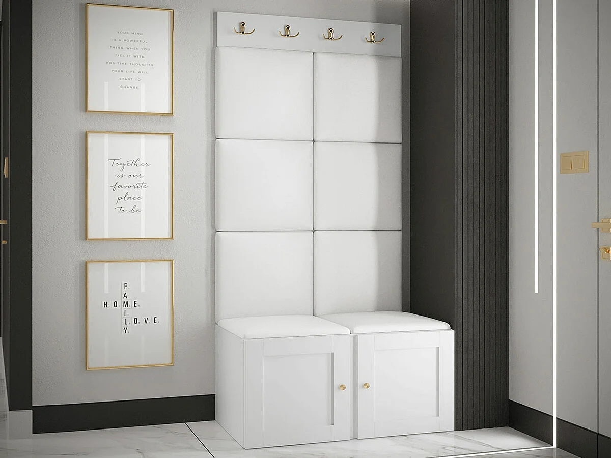 Conjunto pasillo Hartford 375, 186x84x46cm, Blanco, Colocada|Montada en la pared