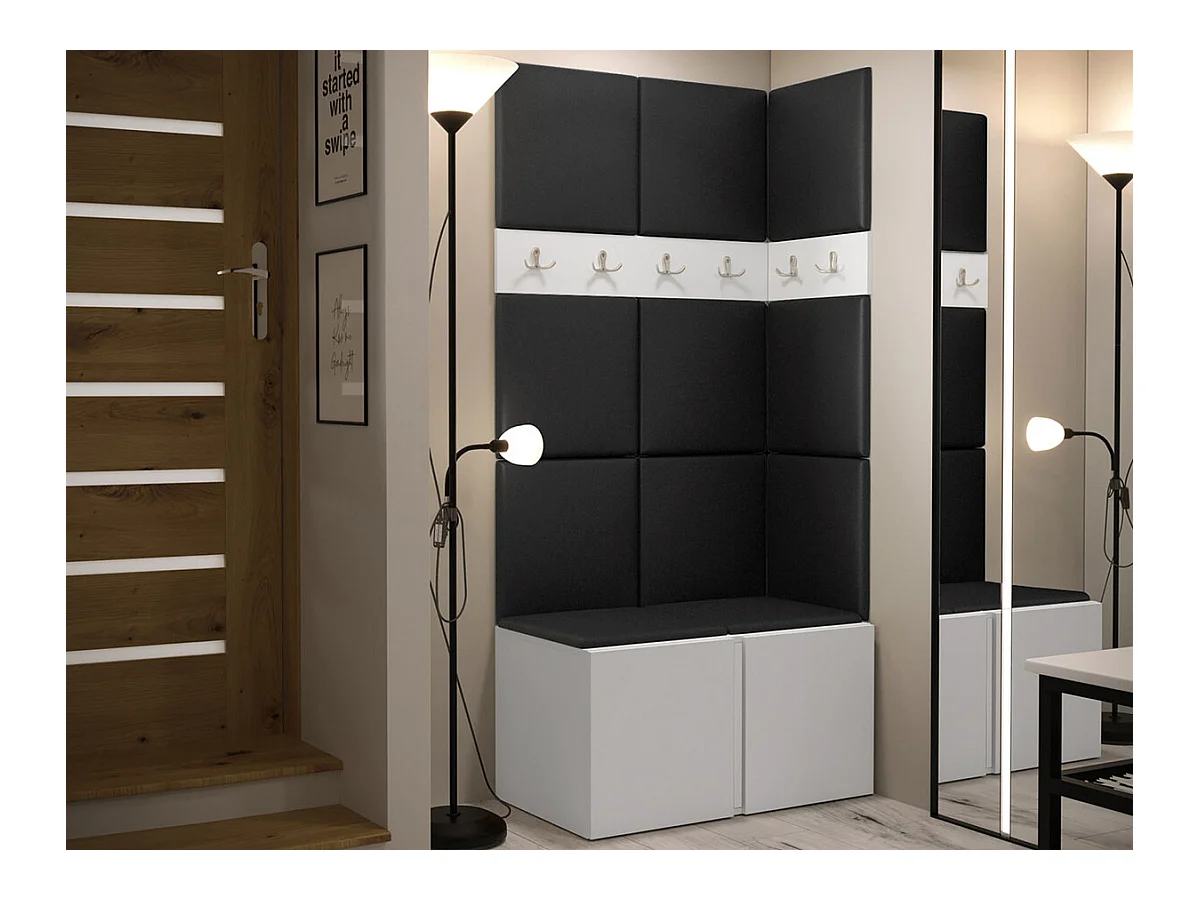 Meuble d'entrée Hartford 264, 186x84x46cm, Blanc, Tapisserie|Faux cuir
