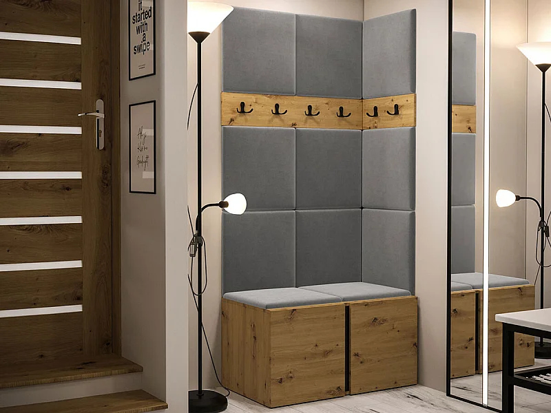 Conjunto pasillo Hartford 264, 186x84x46cm, Roble Artisan, Tapiz|Aglomerado laminado