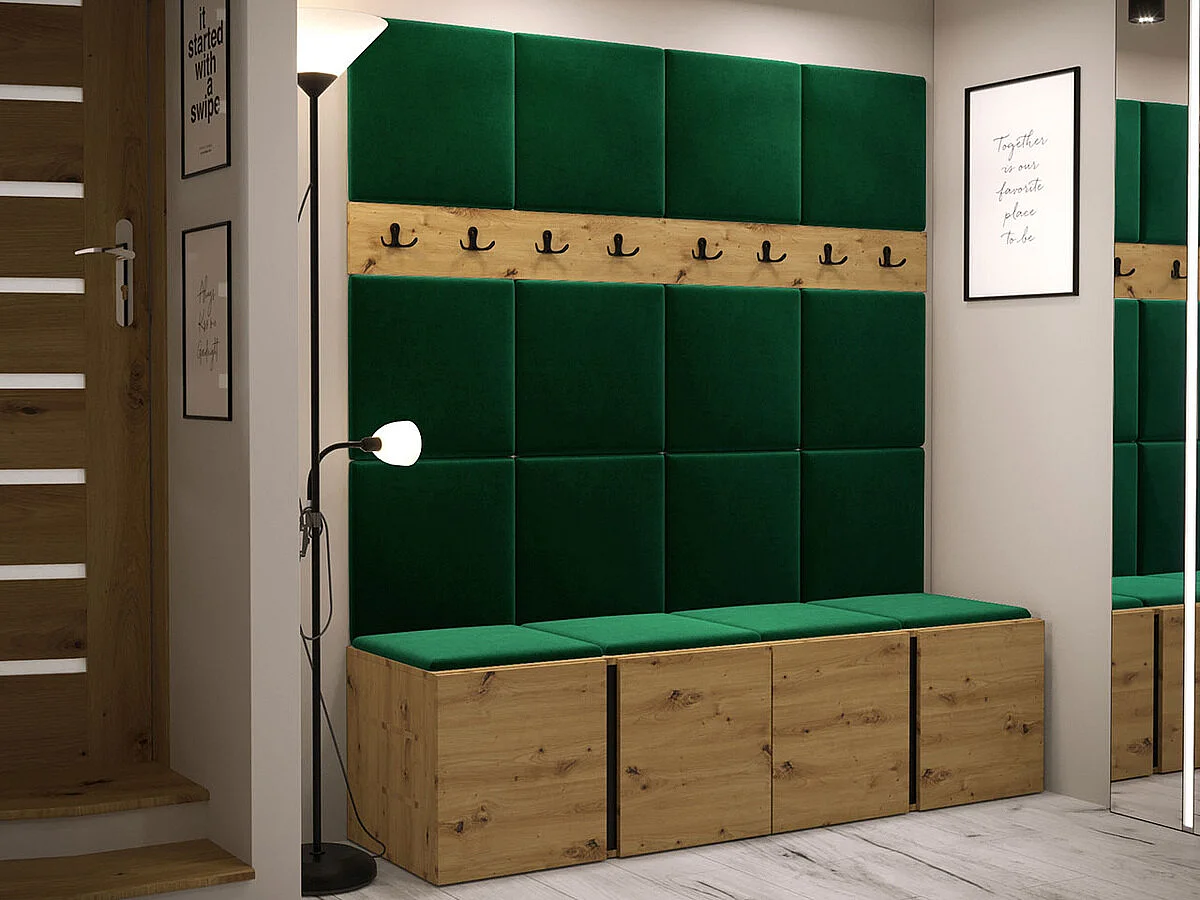 Conjunto pasillo Hartford 268, 186x168x46cm, Roble Artisan, Aglomerado laminado|Tapiz