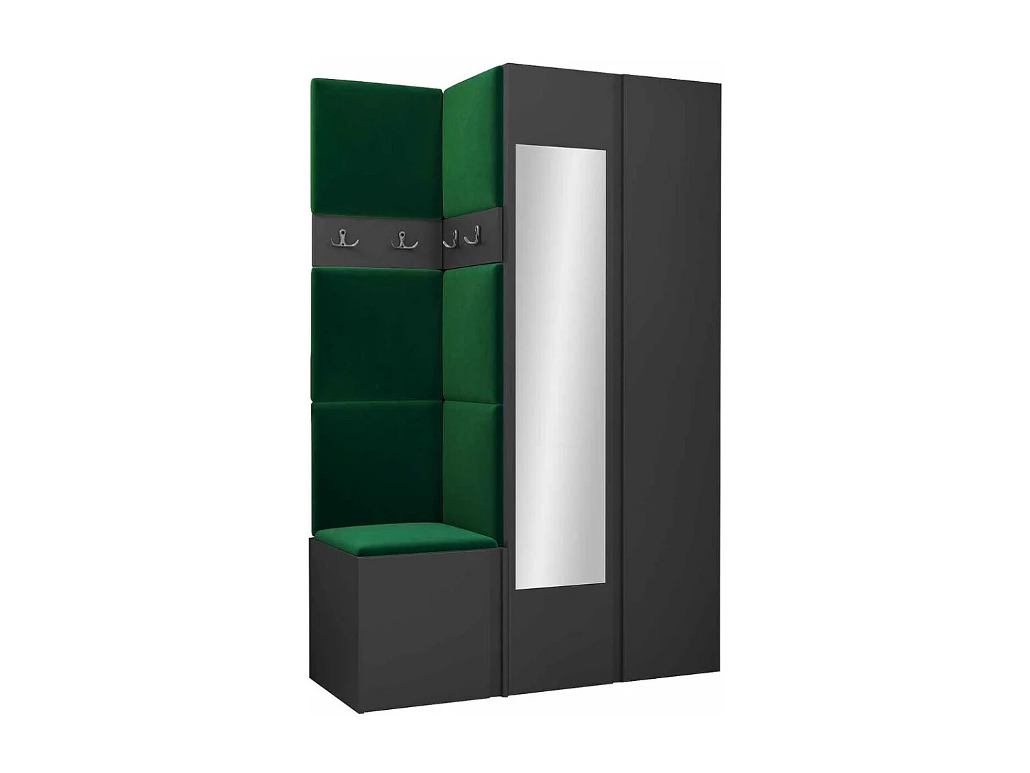 Conjunto pasillo Hartford 350, 186x116x44cm, Espejo, Grafito, Tapiz|Aglomerado laminado