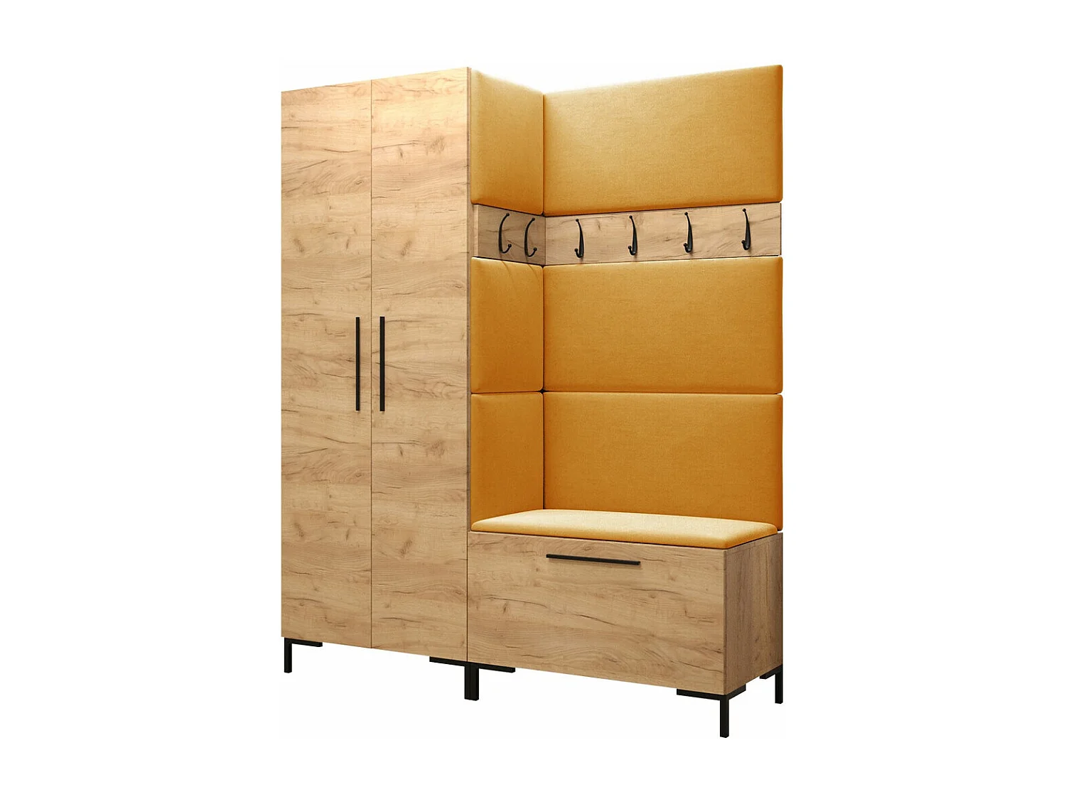 Conjunto pasillo Hartford F100, 196x158x44cm, Craft roble, Tapiz|Aglomerado laminado