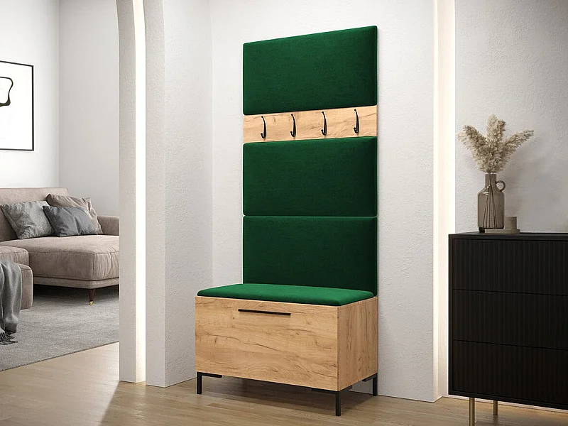 Meuble d'entrée Tivsoa 102, 196x84x46cm, Craft chêne, Stratifié|Tissu, À poser|Murale