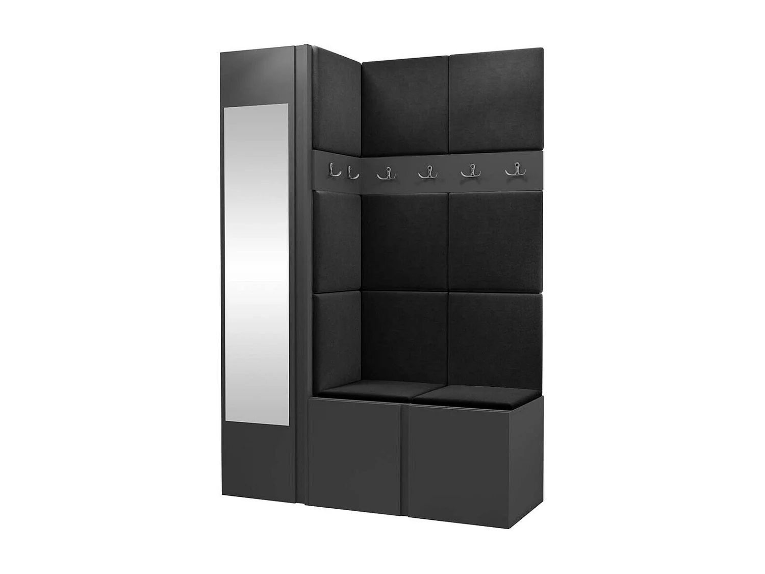 Meuble d'entrée Hartford 277, 186x124x46cm, Disponible, Graphite, Tissu|Stratifié