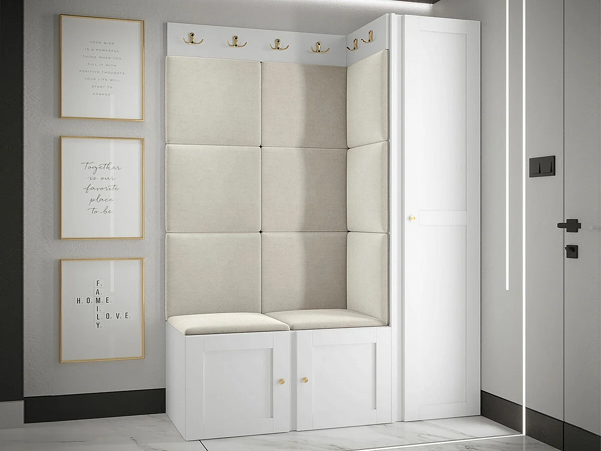 Conjunto pasillo Hartford 377, 186x124x46cm, Blanco|De color marrón claro