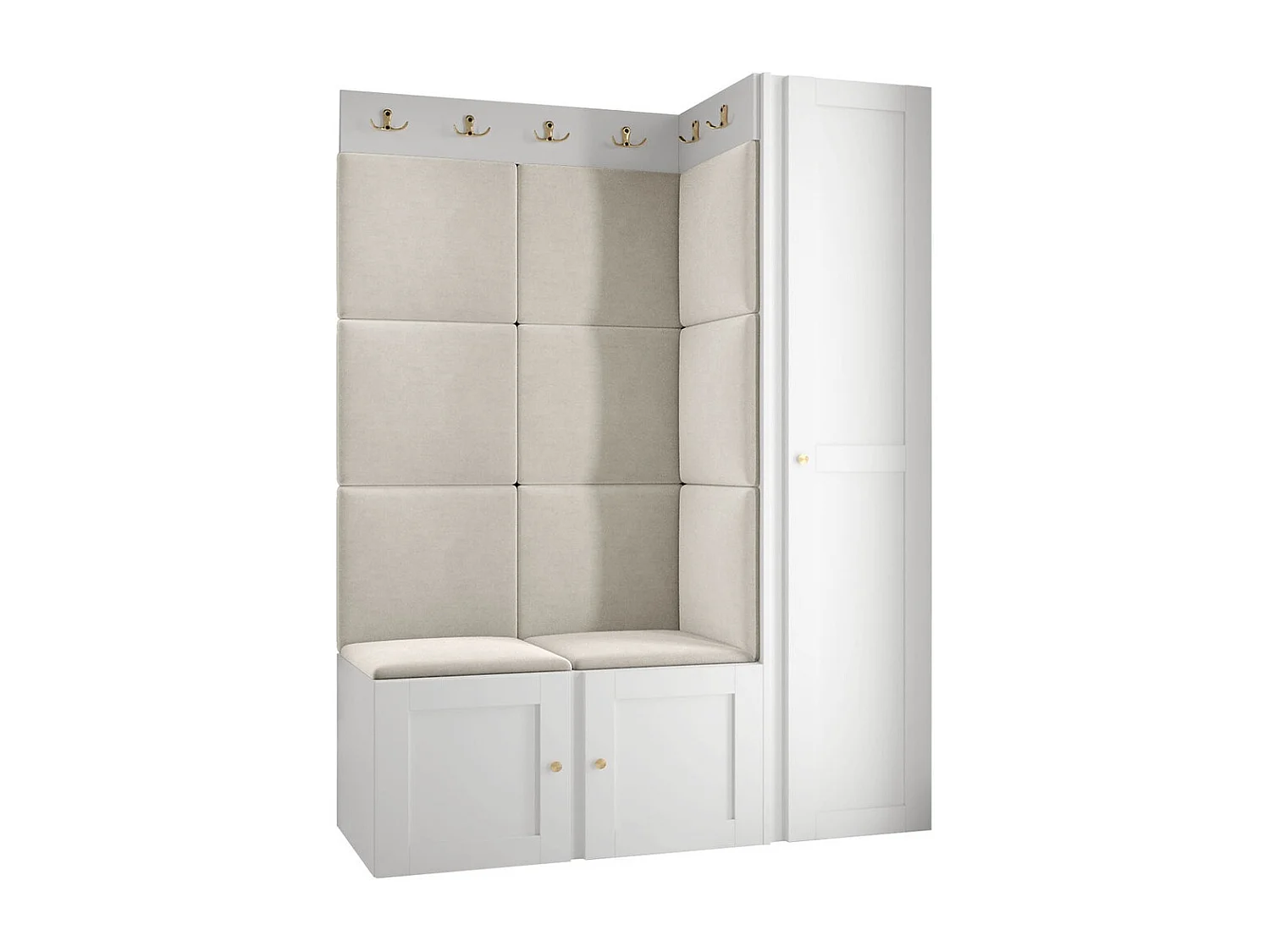 Conjunto pasillo Hartford 377, 186x124x46cm, Blanco|De color marrón claro