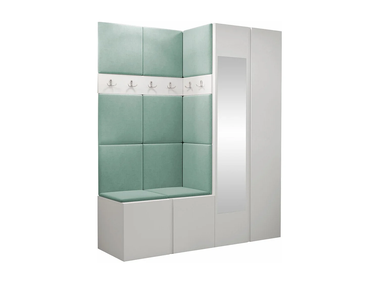 Meuble d'entrée Hartford 278, 186x158x46cm, Miroir, Blanc, Tapisserie|Stratifié