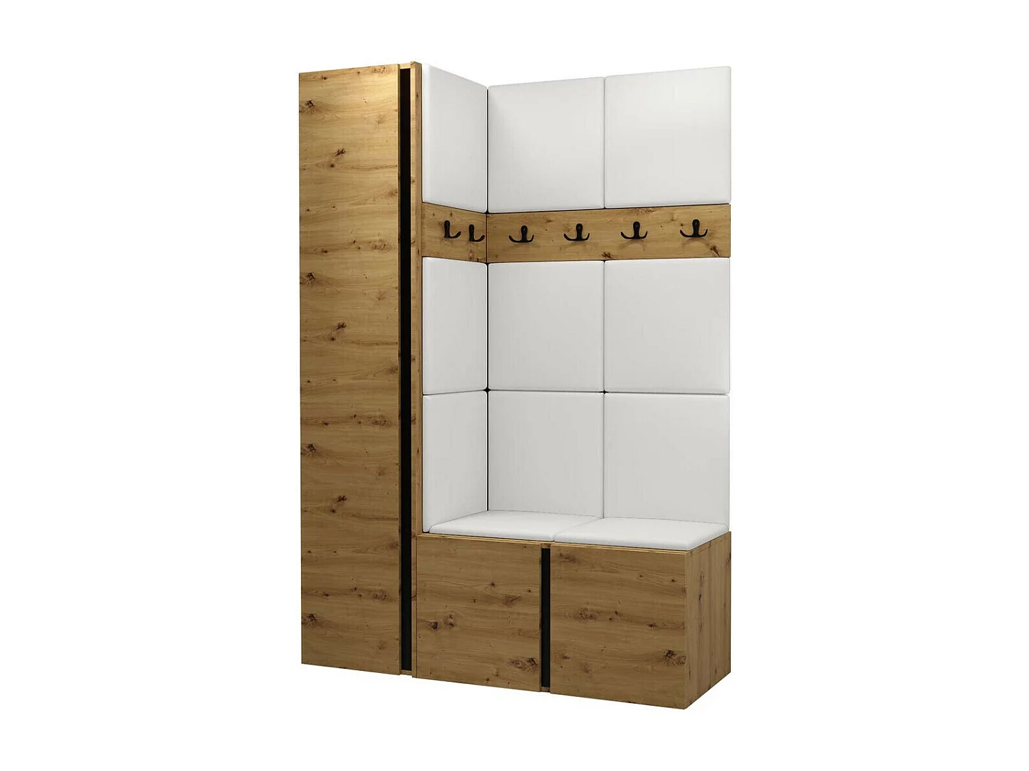 Conjunto pasillo Hartford 471, 186x124x44cm, Roble Artisan, Colocada|Montada en la pared