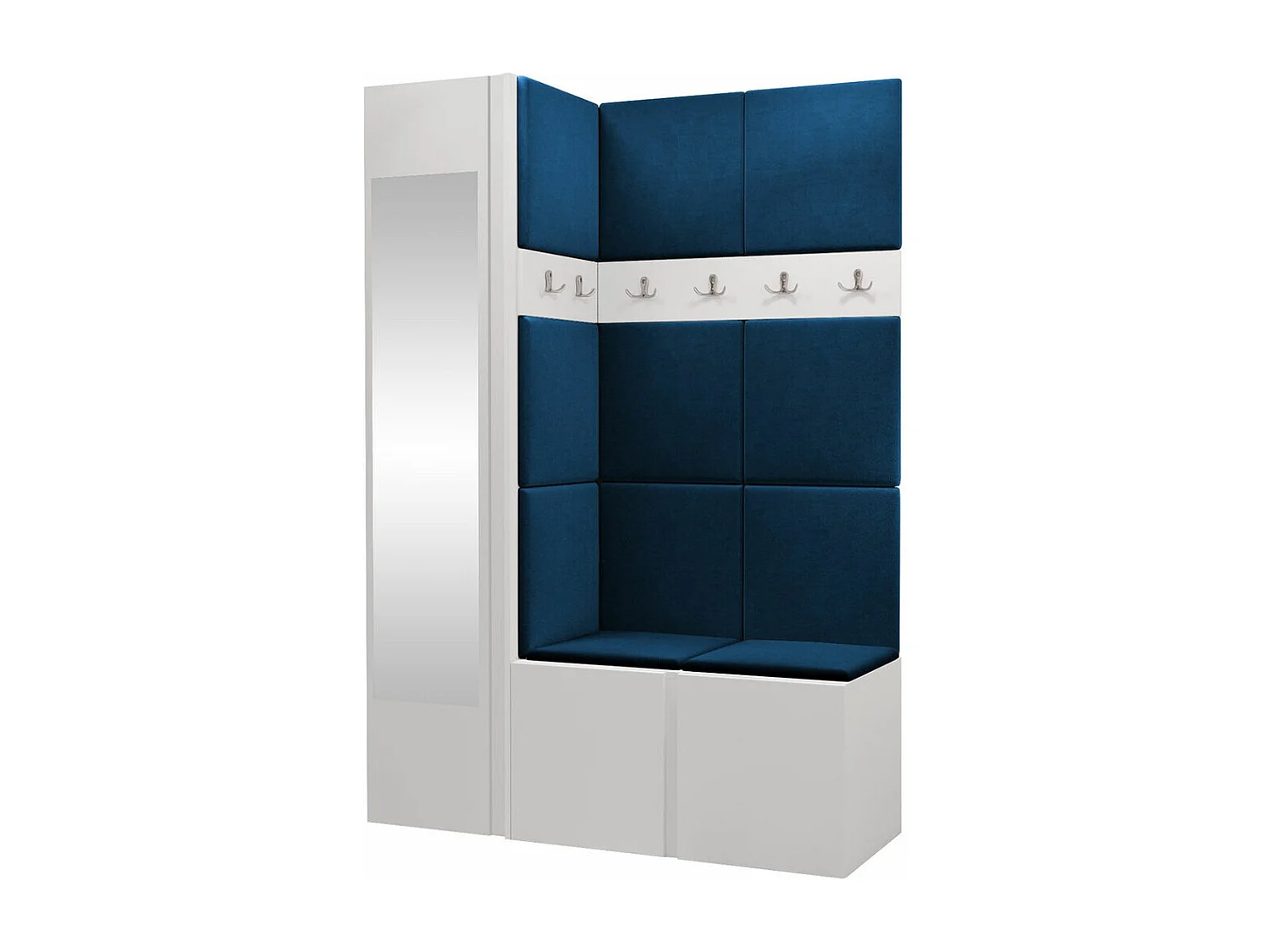 Conjunto pasillo Hartford 277, 186x124x46cm, Espejo, Blanco, Aglomerado laminado|Tapiz