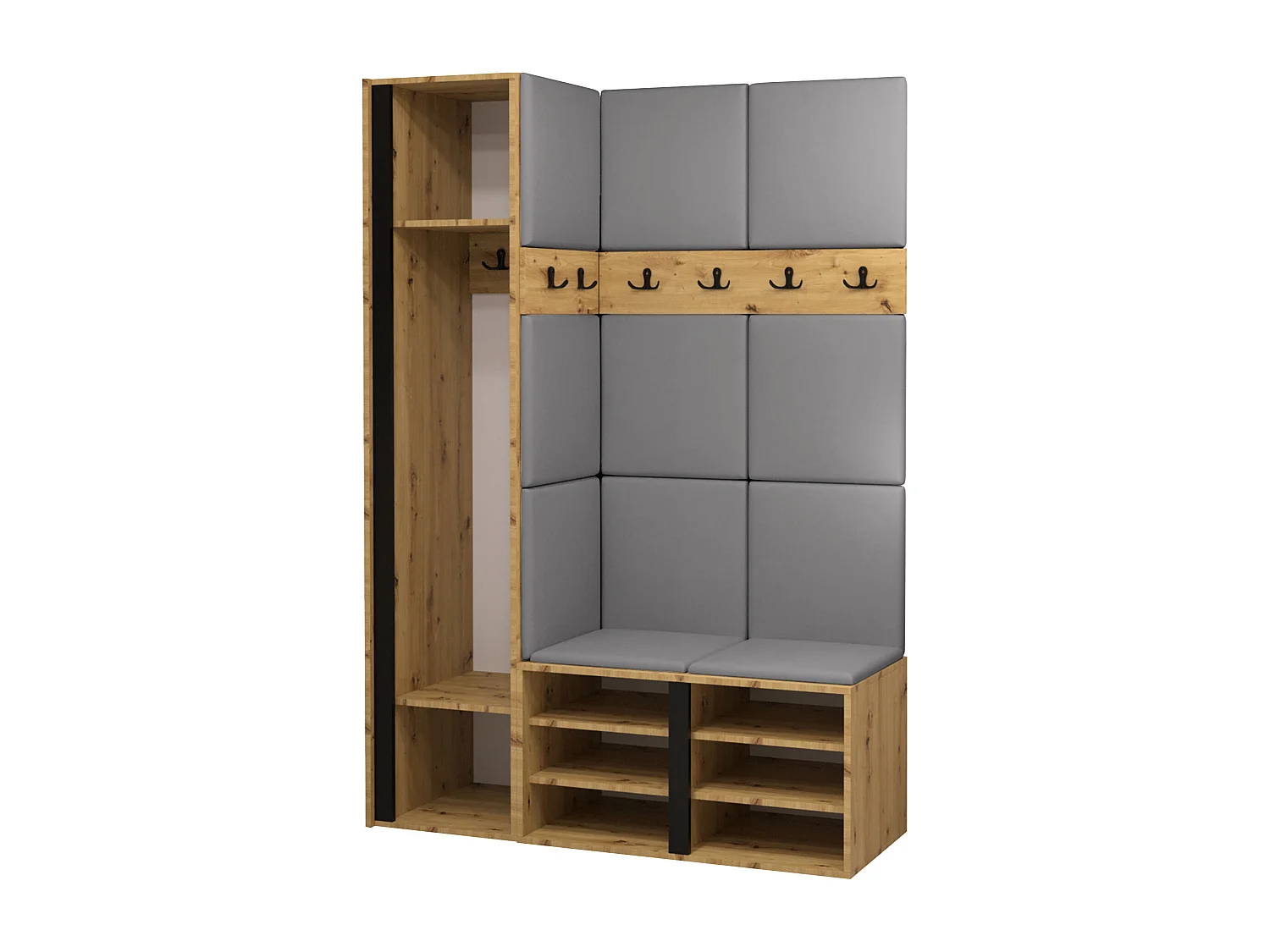 Conjunto pasillo Hartford 277, 186x124x46cm, Espejo, Blanco, Aglomerado laminado|Tapiz