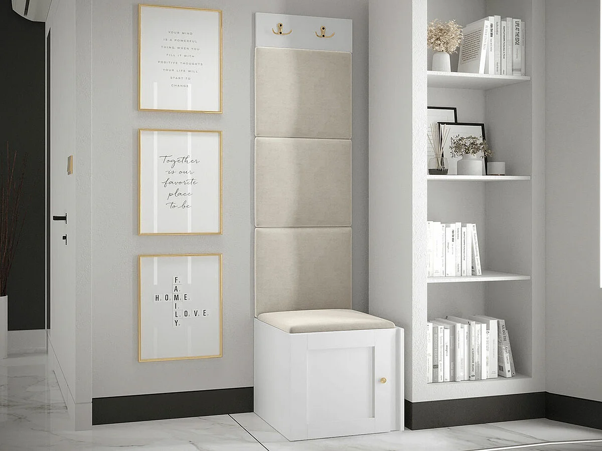 Conjunto pasillo Hartford 378, 186x42x46cm, Blanco|De color marrón claro