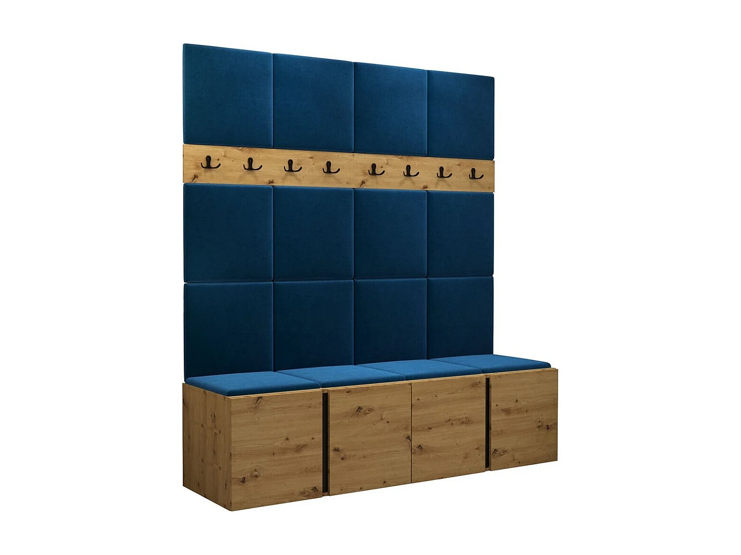 Meuble d'entrée Hartford 268, 186x168x46cm, Chêne Artisan, Tapisserie|Stratifié