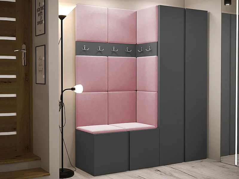 Meuble d'entrée Hartford 266, 186x158x46cm, Graphite, Stratifié|Tapisserie