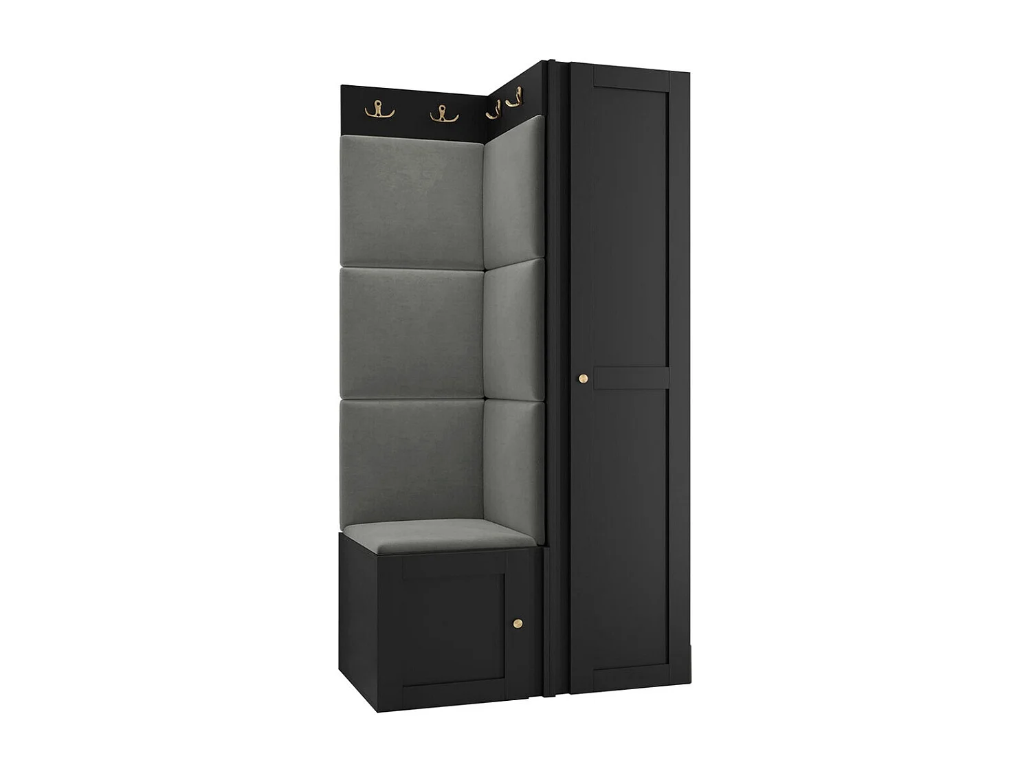 Conjunto pasillo Hartford 381, 186x82x46cm, Gris|Negro, MDF|Aglomerado laminado|Tapiz