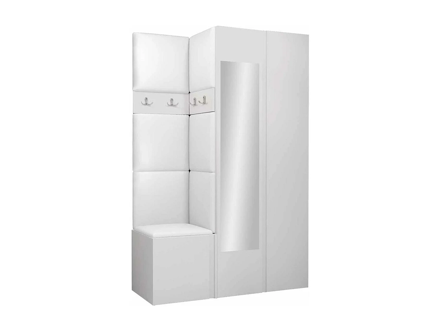 Conjunto pasillo Hartford 350, 186x116x44cm, Espejo, Blanco, Montada en la pared|Colocada