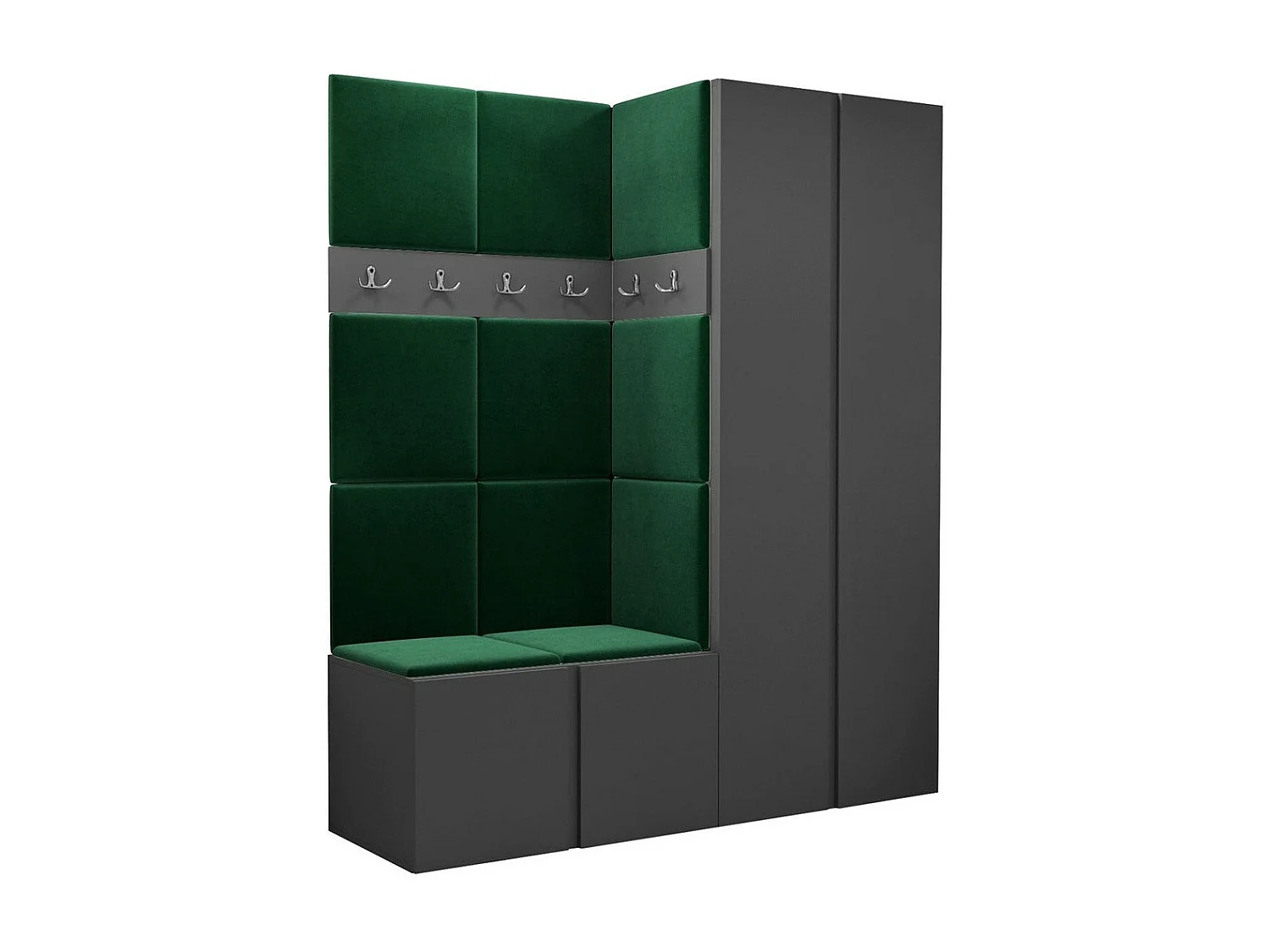 Conjunto pasillo Hartford 266, 186x158x46cm, Grafito, Aglomerado laminado|Tapiz