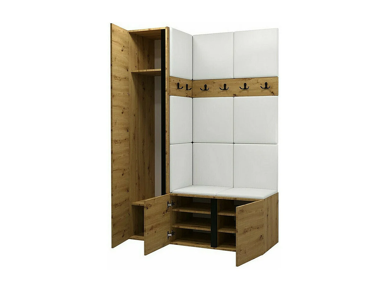 Conjunto pasillo Hartford 277, 186x124x46cm, Espejo, Roble Artisan