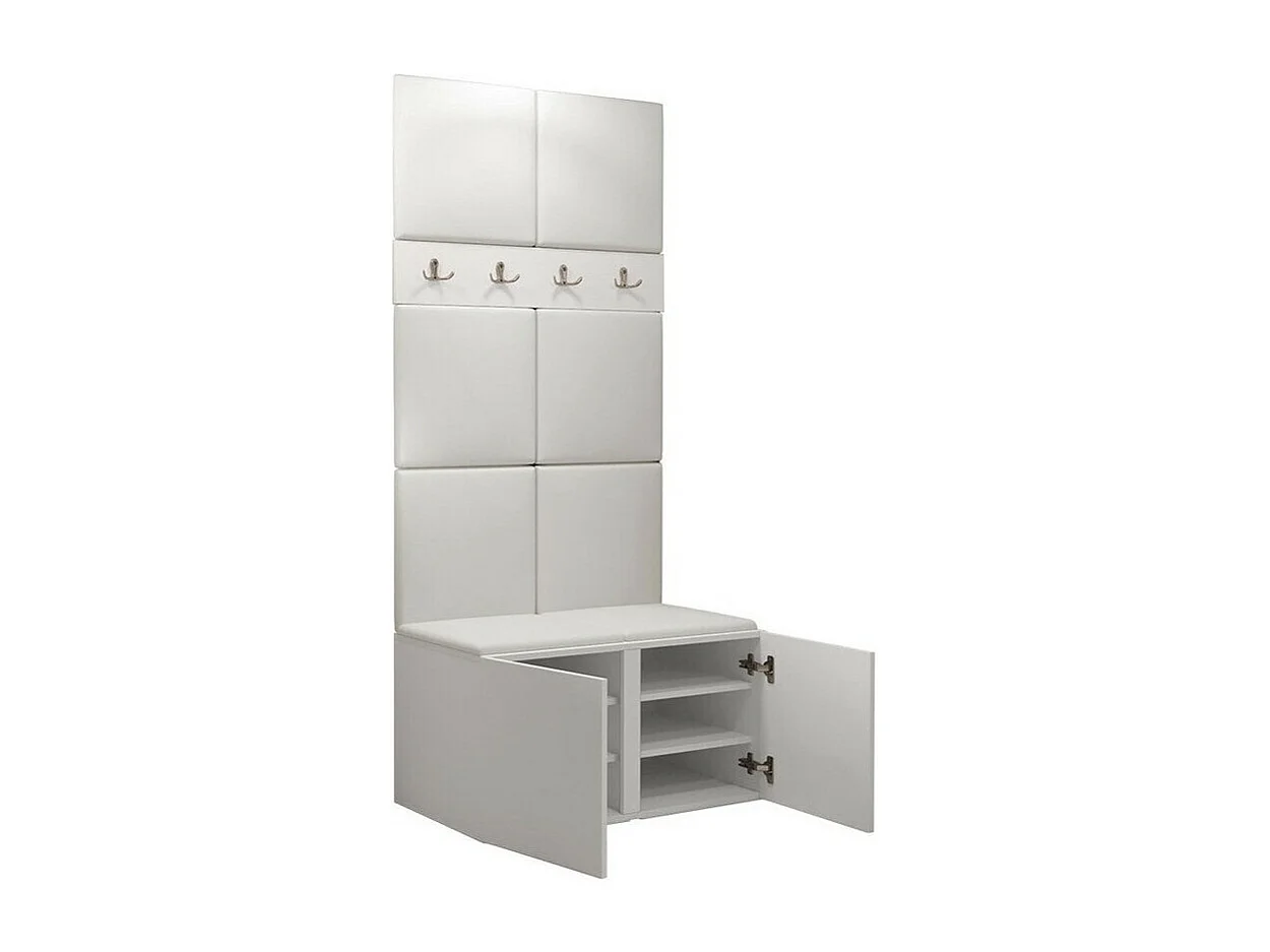 Set mobili da ingresso Hartford 267, 186x84x46cm, Bianco, Truciolare laminato|Eco pelle