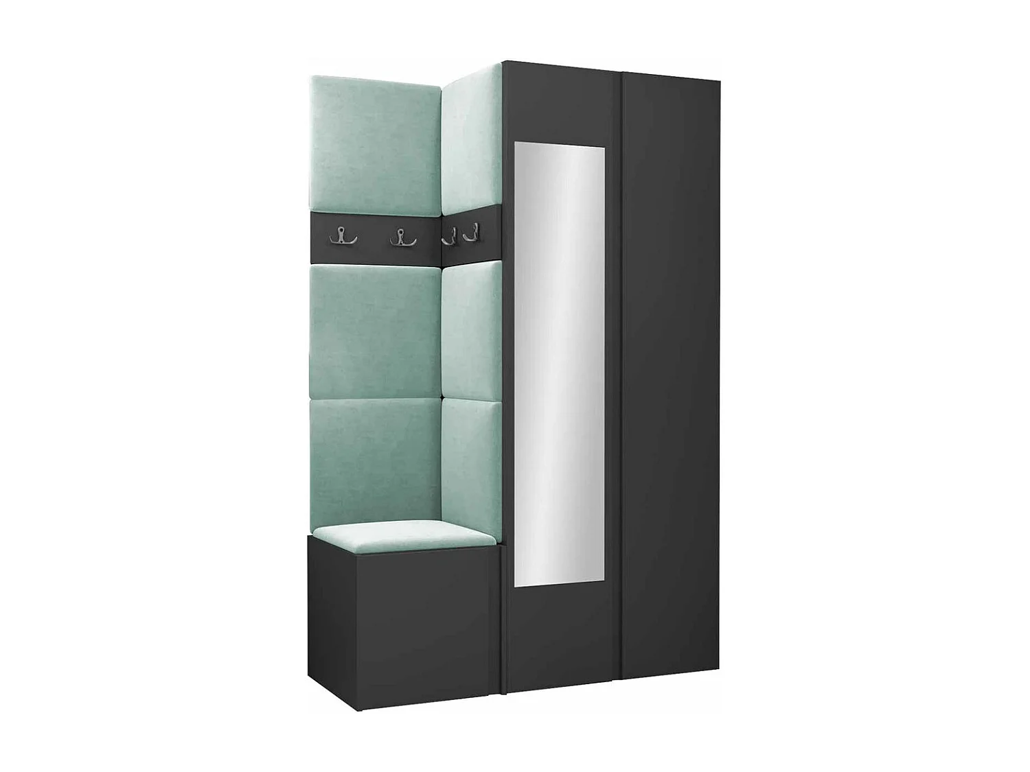 Conjunto pasillo Hartford 350, 186x116x44cm, Espejo, Grafito, Tapiz|Aglomerado laminado