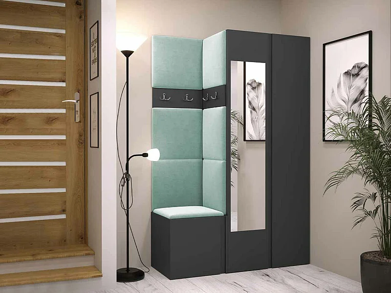 Conjunto pasillo Hartford 350, 186x116x44cm, Espejo, Grafito, Tapiz|Aglomerado laminado