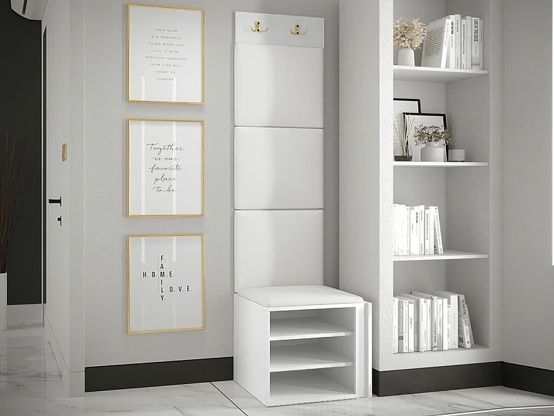 Conjunto pasillo Hartford 386, 186x42x46cm, Blanco, Colocada|Montada en la pared