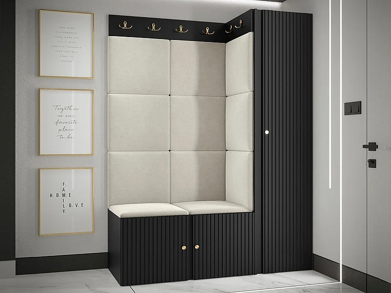 Conjunto pasillo Hartford 385, 186x124x46cm, De color marrón claro|Negro