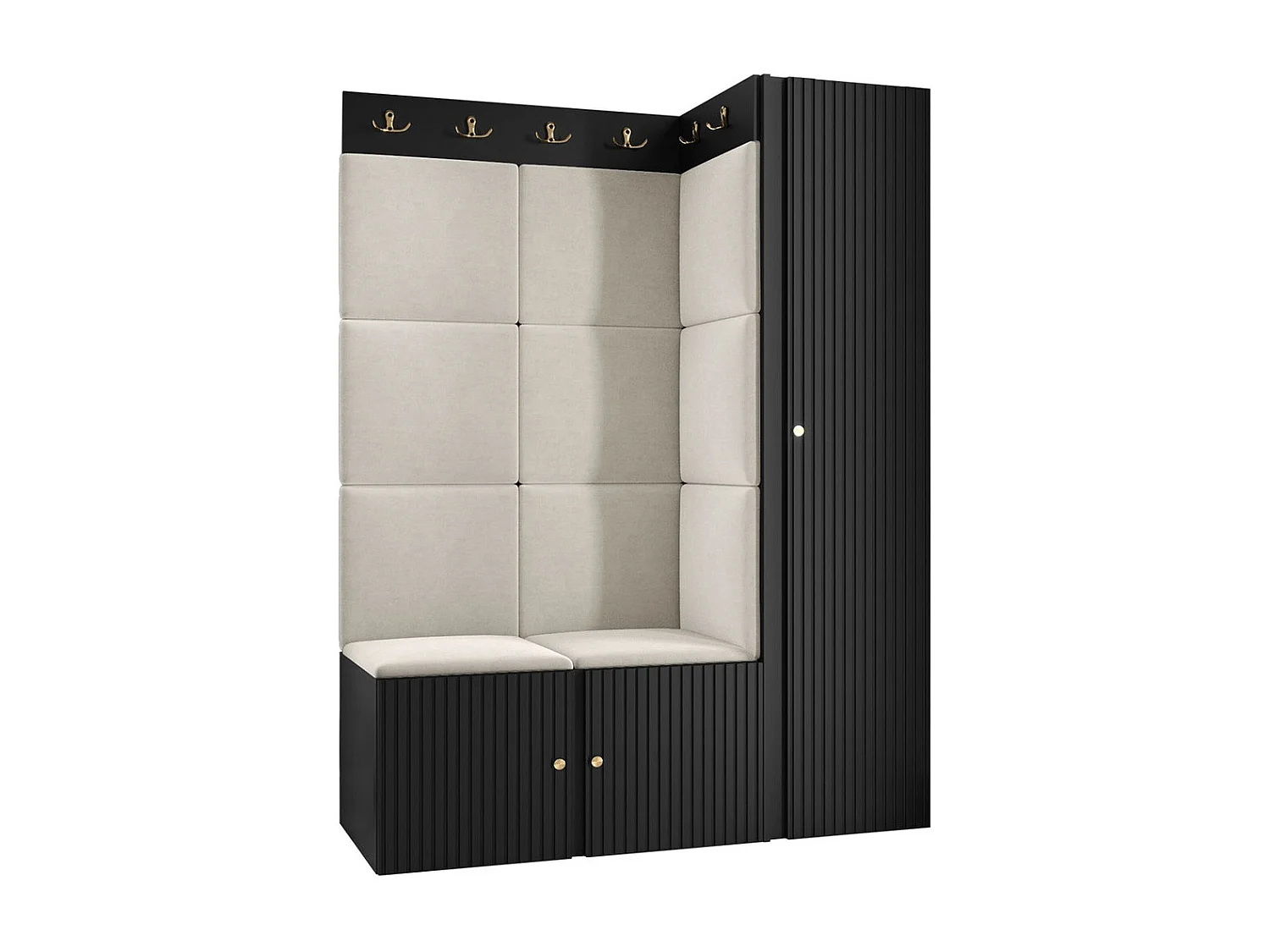 Conjunto pasillo Hartford 385, 186x124x46cm, De color marrón claro|Negro