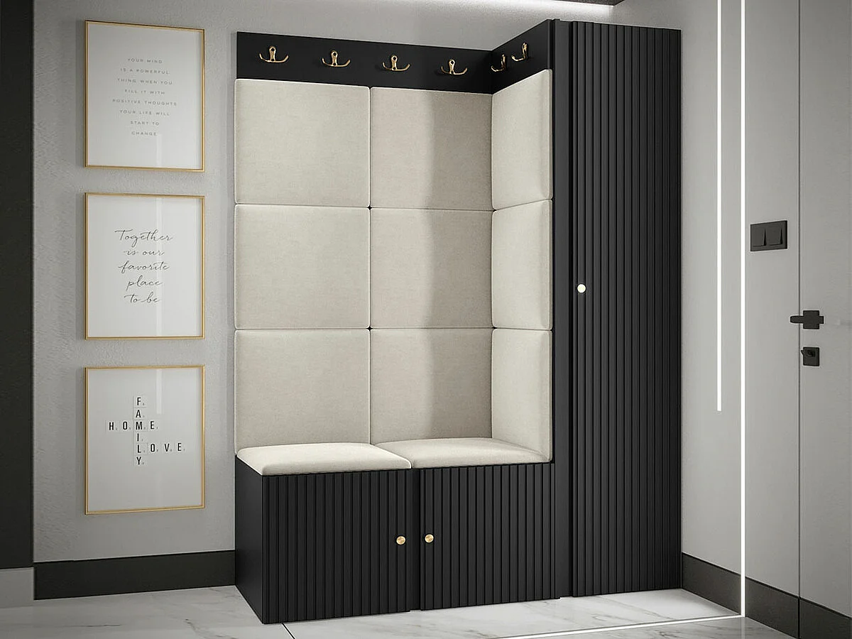 Conjunto pasillo Hartford 385, 186x124x46cm, De color marrón claro|Negro