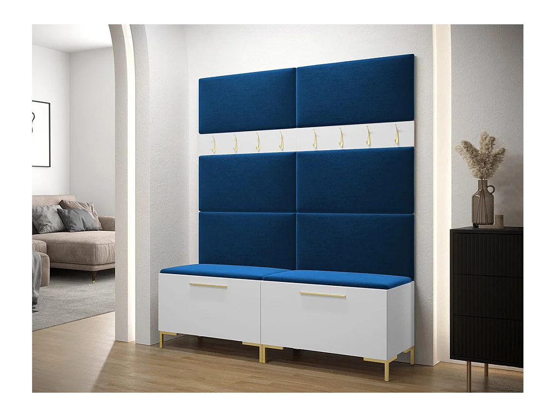 Meuble d'entrée Tivsoa 101, 196x168x46cm, Blanc, Tapisserie|Stratifié