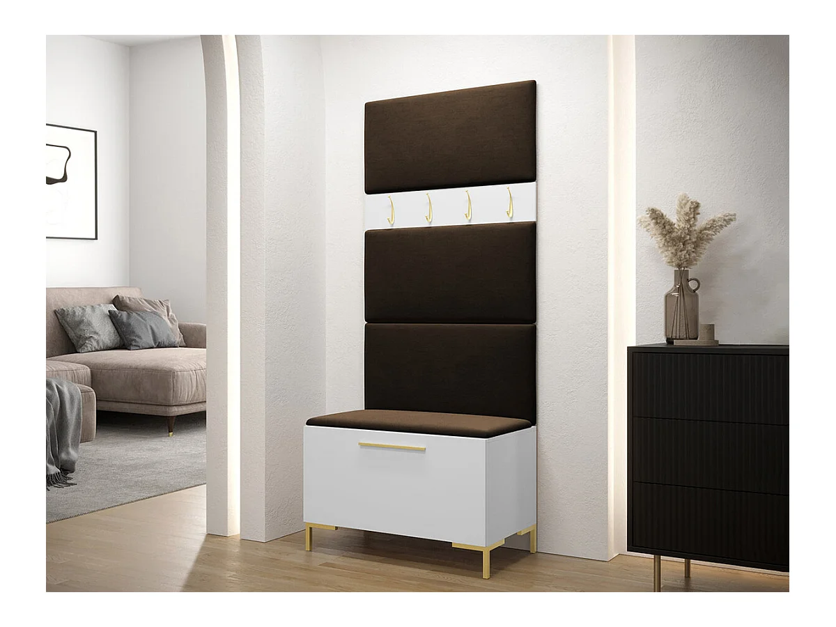 Conjunto pasillo Hartford F102, 196x84x46cm, Marrón oscuro|Blanco