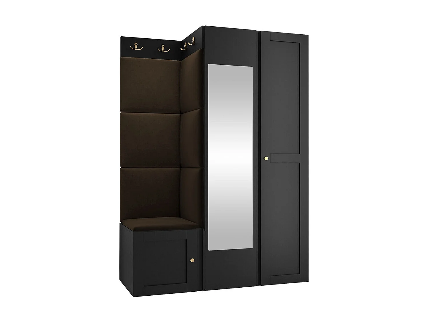 Meuble d'entrée Hartford 380, 186x116x46cm, Disponible, Marron|Noir, MDF|Stratifié|Tissu