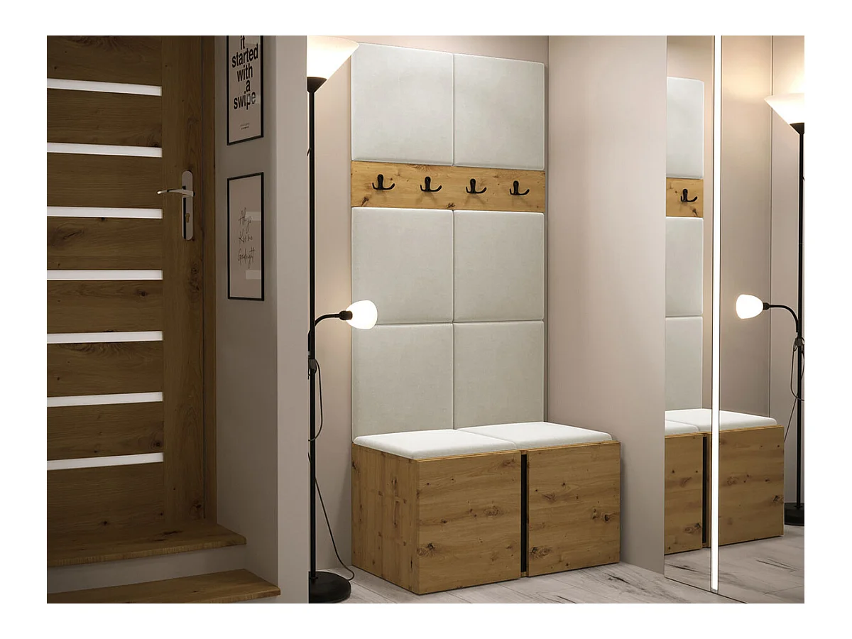 Meuble d'entrée Hartford 267, 186x84x44cm, Chêne Artisan, Stratifié|Tapisserie