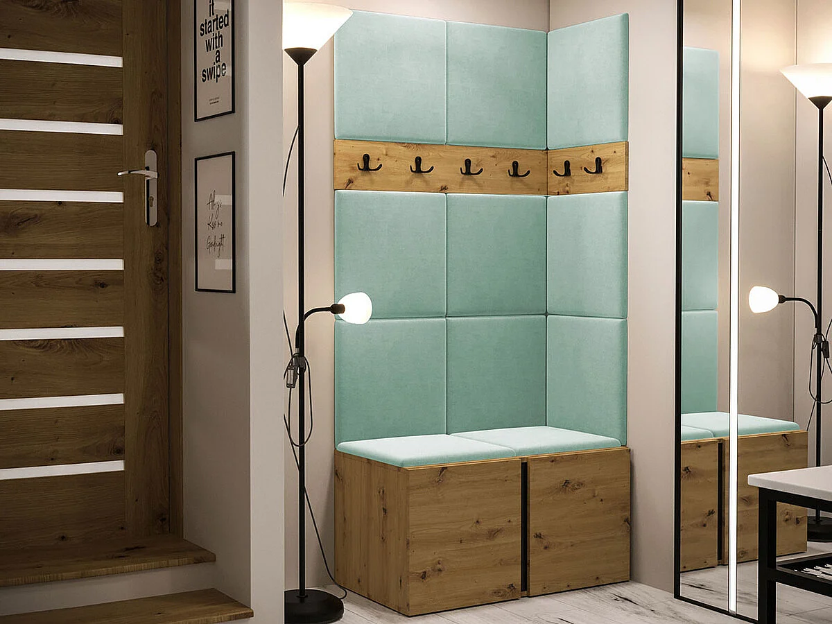 Conjunto pasillo Hartford 264, 186x84x46cm, Roble Artisan, Tapiz|Aglomerado laminado