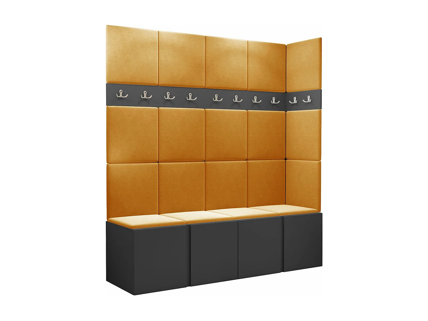 Conjunto pasillo Hartford 265, 186x168x46cm, Grafito, Aglomerado laminado|Tapiz