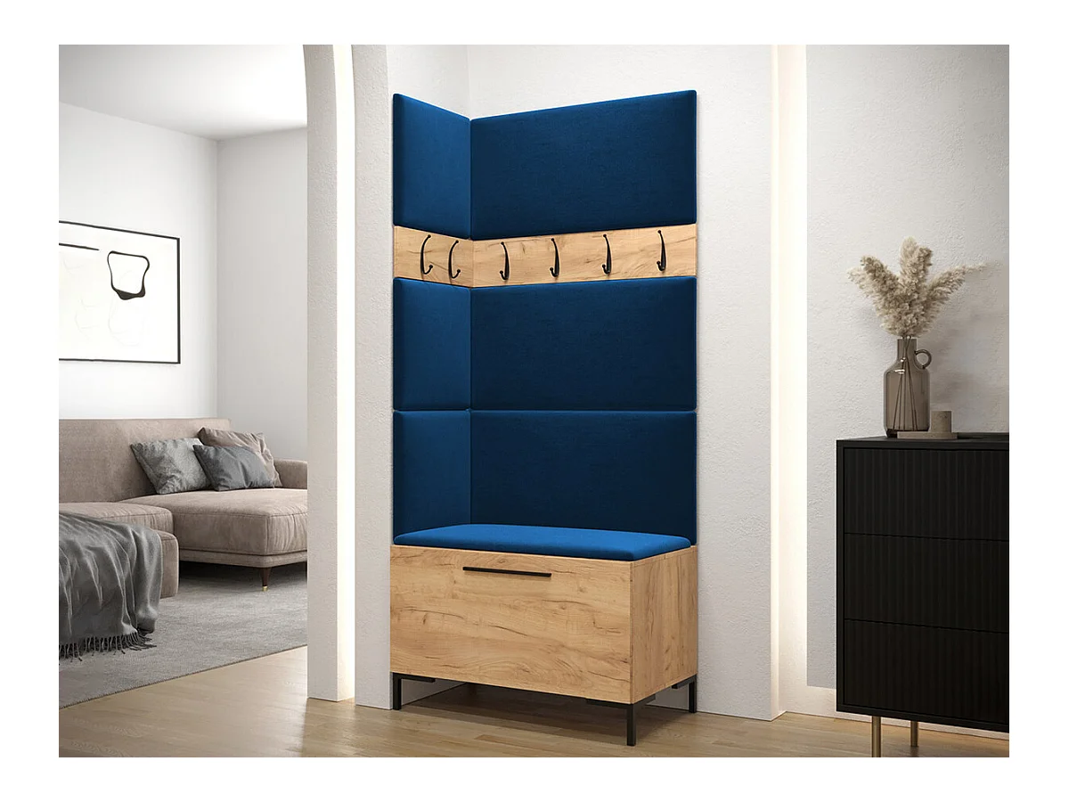 Meuble d'entrée Tivsoa 103, 196x84x46cm, Craft chêne, Tapisserie|Stratifié