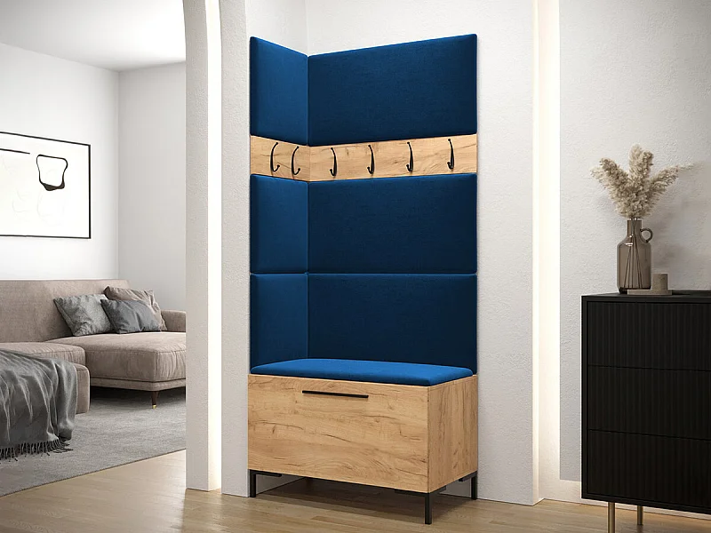 Meuble d'entrée Tivsoa 103, 196x84x46cm, Craft chêne, Tissu|Stratifié, Murale|À poser