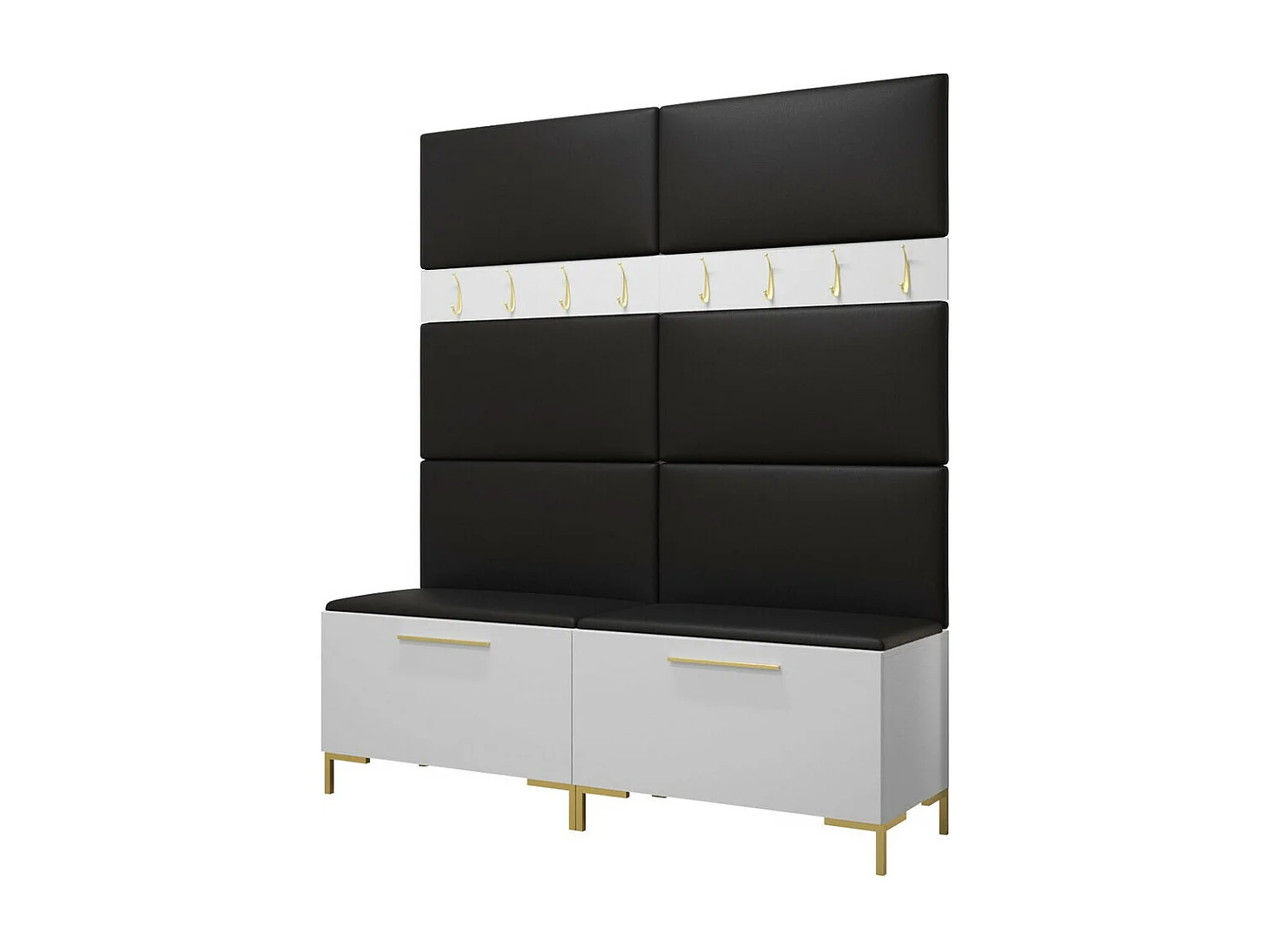 Conjunto pasillo Hartford F101, 196x168x46cm, Blanco, Cuero ecológico|Aglomerado laminado