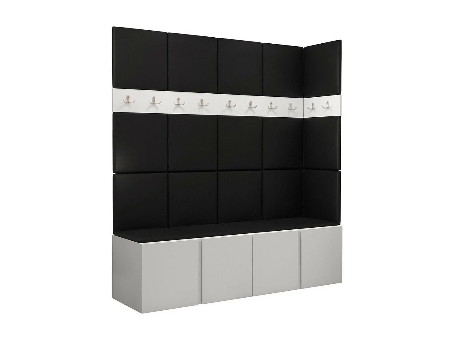 Conjunto pasillo Hartford 265, 186x168x46cm, Blanco, Aglomerado laminado|Cuero ecológico