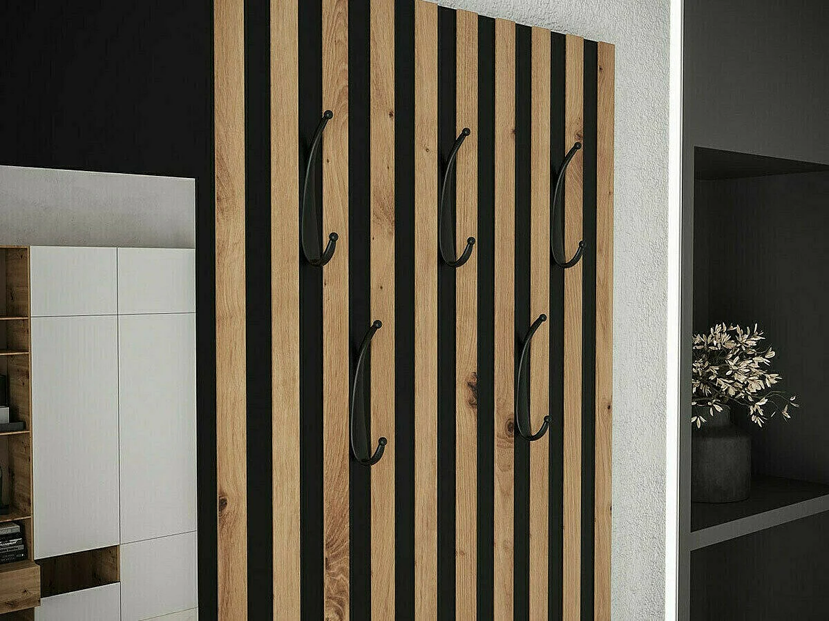 Meuble d'entrée Hartford 322, 205x172x42cm, Disponible, Chêne Artisan|Noir, À poser