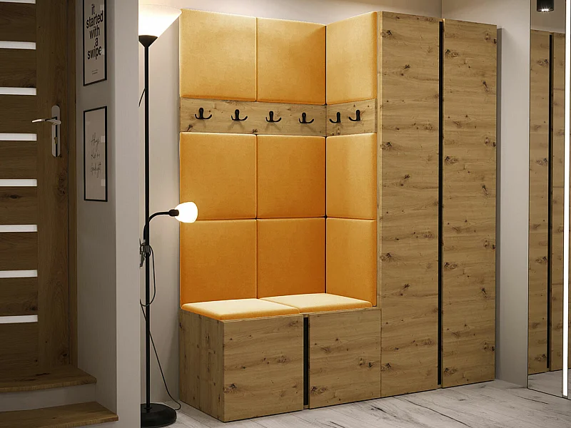 Conjunto pasillo Hartford 266, 186x158x46cm, Roble Artisan, Aglomerado laminado|Tapiz