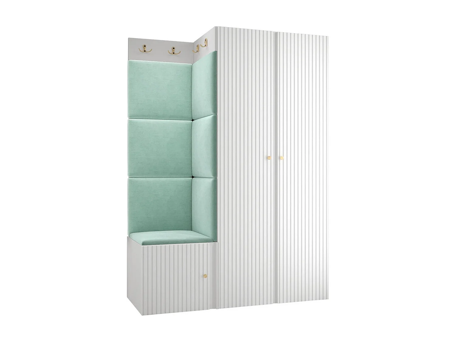 Conjunto pasillo Hartford 387, 186x116x46cm, Turquesa|Blanco