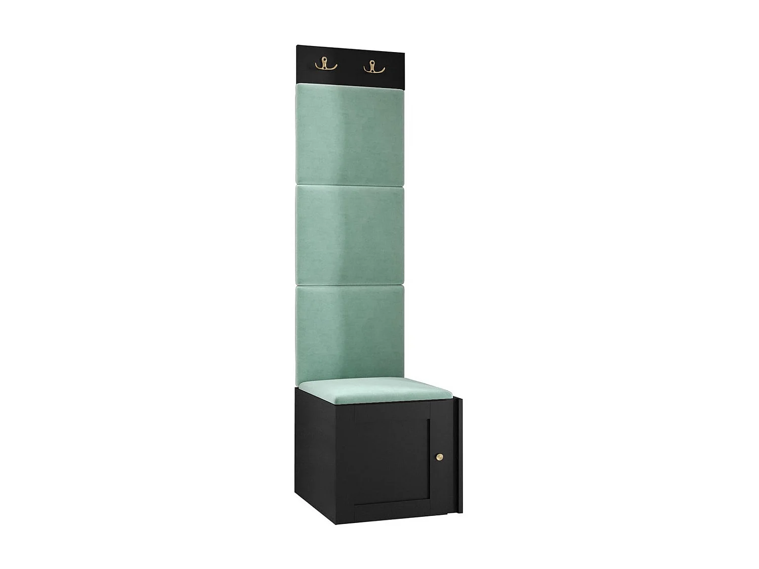 Meuble d'entrée Hartford 378, 186x42x46cm, Turquoise|Noir, Tapisserie|MDF|Stratifié