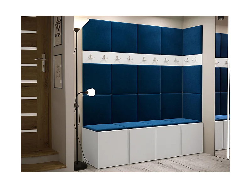 Meuble d'entrée Hartford 265, 186x168x46cm, Blanc, Stratifié|Tapisserie