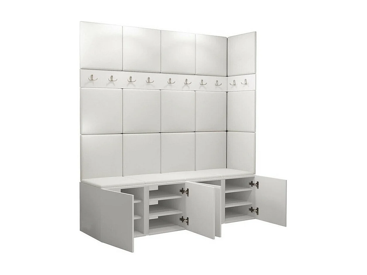 Meuble d'entrée Hartford 265, 186x168x46cm, Blanc, Stratifié|Tapisserie